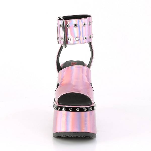 Demonia Women's Camel-102 Platform Sandals - Pink Hologram D9821-40US Clearance